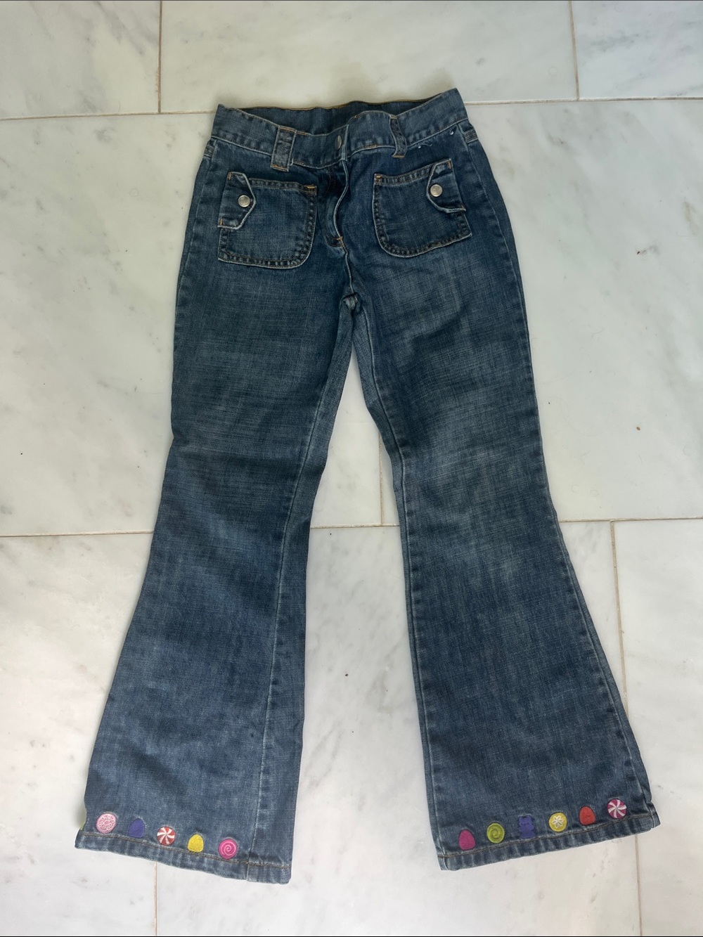 Gymboree Candy Embroidered Hem Flared Jeans, 8